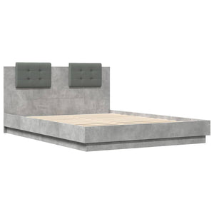 vidaXL Bed Frame with Headboard and LED Lights Concrete Grey 150x200 cm