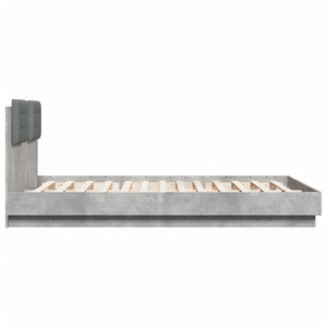 vidaXL Bed Frame with Headboard and LED Lights Concrete Grey 150x200 cm