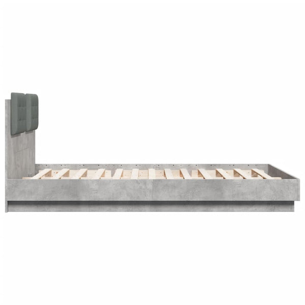 vidaXL Bed Frame with Headboard and LED Lights Concrete Grey 150x200 cm