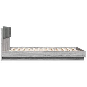 vidaXL Bed Frame with Headboard and LED Lights Grey Sonoma 150x200cm