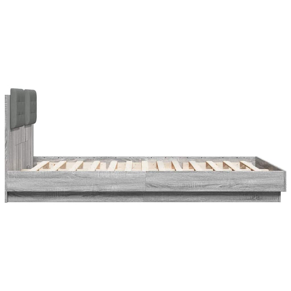 vidaXL Bed Frame with Headboard and LED Lights Grey Sonoma 150x200cm