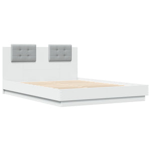 vidaXL Bed Frame with Headboard and LED Lights White 120x200 cm