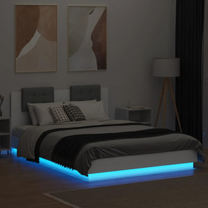 vidaXL Bed Frame with Headboard and LED Lights White 120x200 cm
