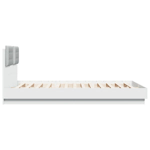vidaXL Bed Frame with Headboard and LED Lights White 120x200 cm