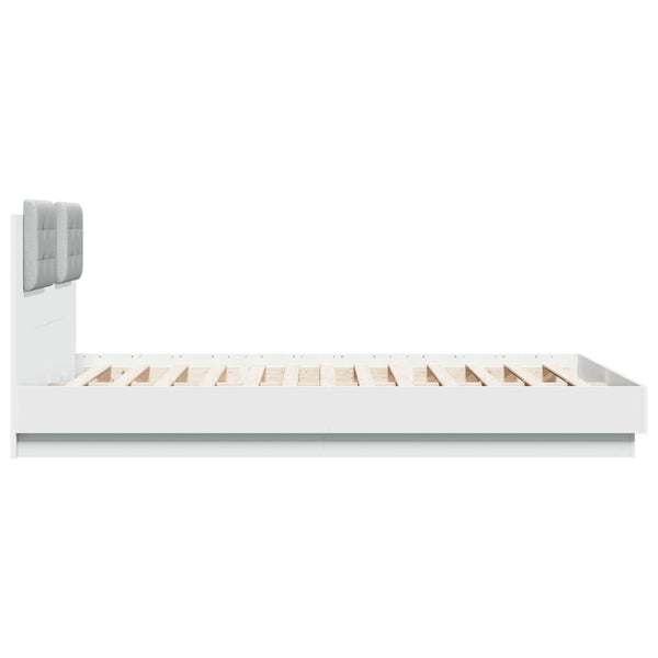 vidaXL Bed Frame with Headboard and LED Lights White 120x200 cm