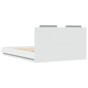 vidaXL Bed Frame with Headboard and LED Lights White 120x200 cm