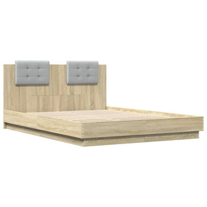 vidaXL Bed Frame with Headboard & LED Lights Sonoma Oak 120x200 cm
