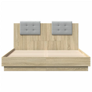 vidaXL Bed Frame with Headboard & LED Lights Sonoma Oak 120x200 cm