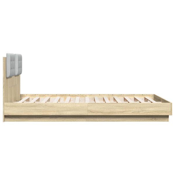 vidaXL Bed Frame with Headboard & LED Lights Sonoma Oak 120x200 cm