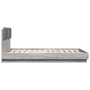 vidaXL Bed Frame with Headboard and LED Lights Grey Sonoma 120x200cm