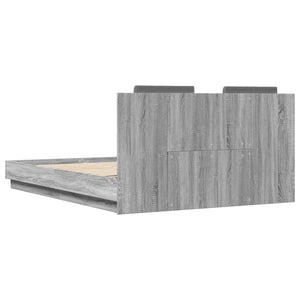 vidaXL Bed Frame with Headboard and LED Lights Grey Sonoma 120x200cm
