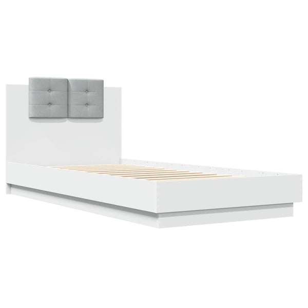 vidaXL Bed Frame with Headboard and LED Lights White 100x200 cm
