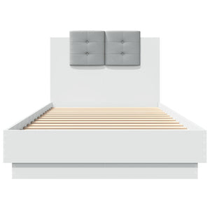vidaXL Bed Frame with Headboard and LED Lights White 100x200 cm