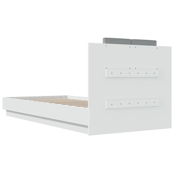 vidaXL Bed Frame with Headboard and LED Lights White 100x200 cm