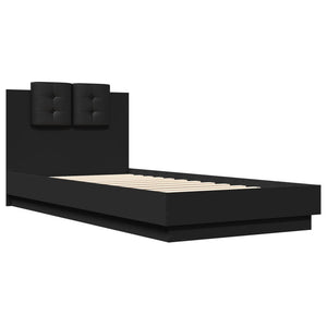 vidaXL Bed Frame with Headboard and LED Lights Black 100x200 cm