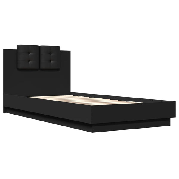 vidaXL Bed Frame with Headboard and LED Lights Black 100x200 cm