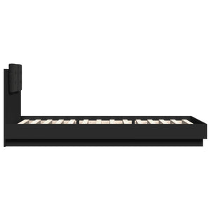 vidaXL Bed Frame with Headboard and LED Lights Black 100x200 cm