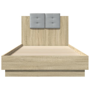 vidaXL Bed Frame with Headboard & LED Lights Sonoma Oak 100x200 cm