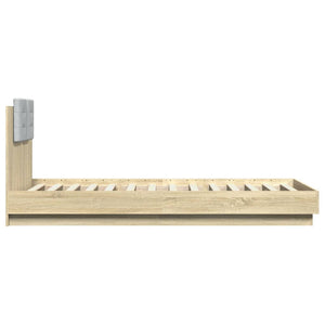 vidaXL Bed Frame with Headboard & LED Lights Sonoma Oak 100x200 cm