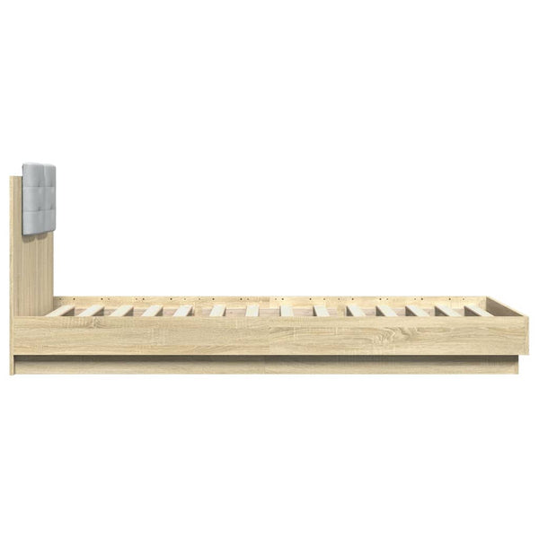 vidaXL Bed Frame with Headboard & LED Lights Sonoma Oak 100x200 cm