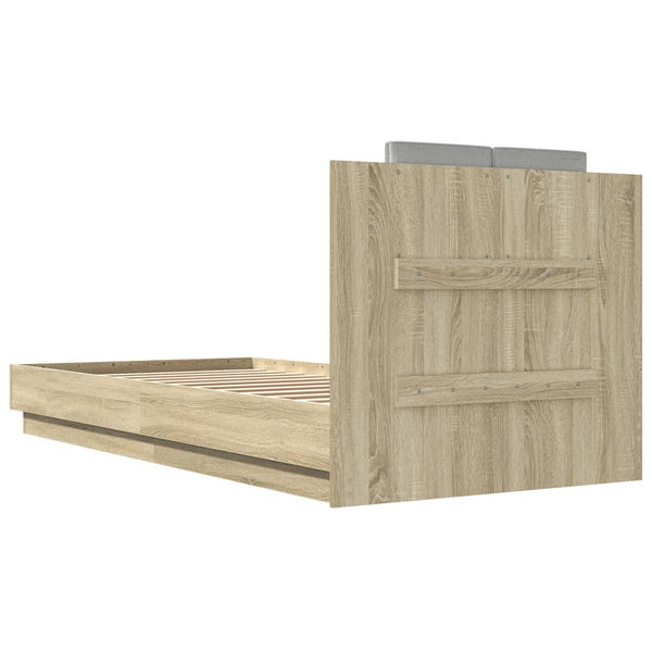 vidaXL Bed Frame with Headboard & LED Lights Sonoma Oak 100x200 cm