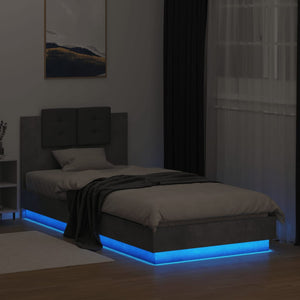 vidaXL Bed Frame with Headboard and LED Lights Concrete Grey 100x200 cm