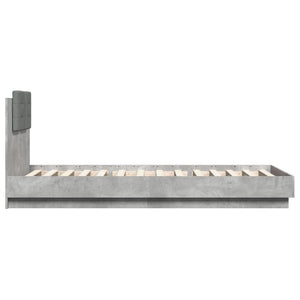 vidaXL Bed Frame with Headboard and LED Lights Concrete Grey 100x200 cm