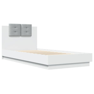 vidaXL Bed Frame with Headboard and LED Lights White 90x200 cm