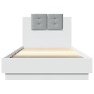 vidaXL Bed Frame with Headboard and LED Lights White 90x200 cm