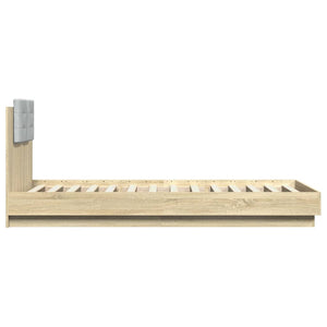 vidaXL Bed Frame with Headboard and LED Lights Sonoma Oak 90x200 cm
