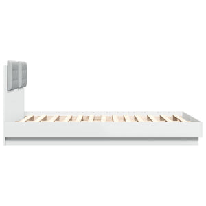 vidaXL Bed Frame with Headboard and LED Lights White 135x190 cm