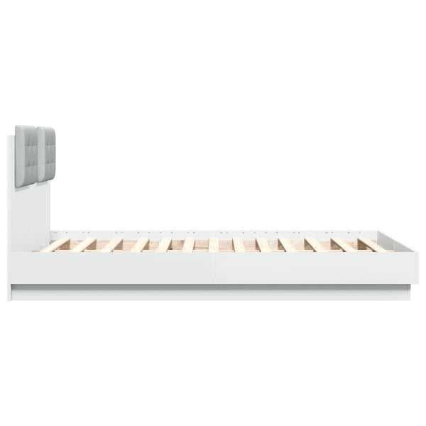 vidaXL Bed Frame with Headboard and LED Lights White 135x190 cm
