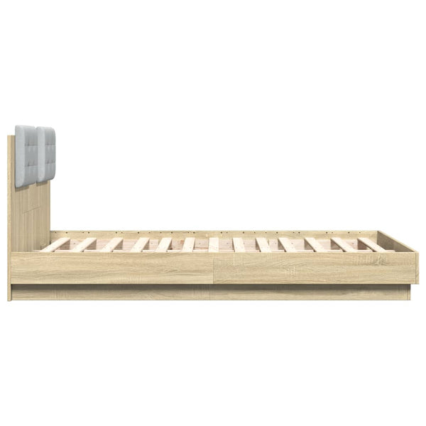 vidaXL Bed Frame with Headboard and LED Sonoma Oak 120x190 cm