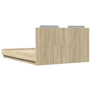 vidaXL Bed Frame with Headboard and LED Sonoma Oak 120x190 cm