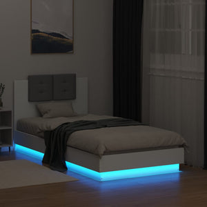 vidaXL Bed Frame with Headboard and LED Lights White 90x190 cm