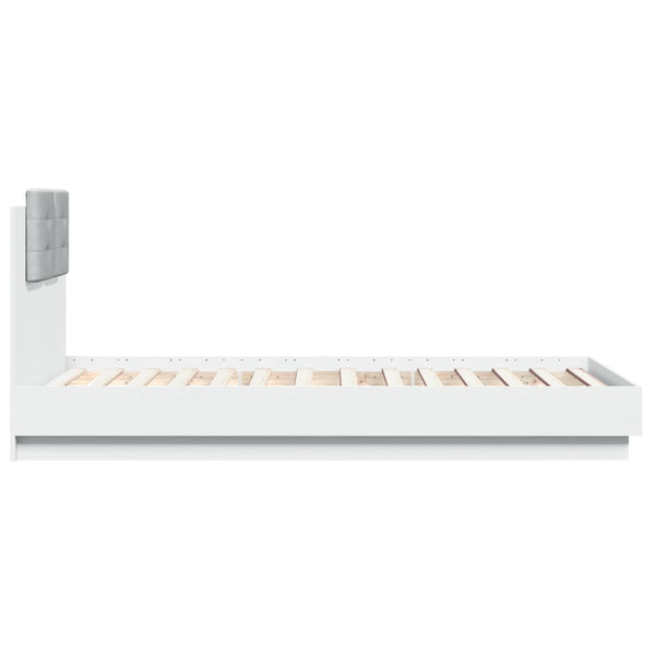 vidaXL Bed Frame with Headboard and LED Lights White 90x190 cm