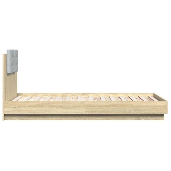 vidaXL Bed Frame with Headboard and LED Lights Sonoma Oak 90x190 cm