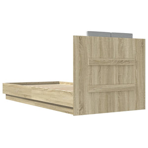 vidaXL Bed Frame with Headboard and LED Lights Sonoma Oak 90x190 cm