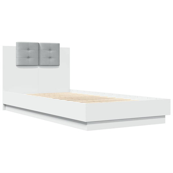 vidaXL Bed Frame with Headboard and LED Lights White 75x190 cm