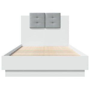 vidaXL Bed Frame with Headboard and LED Lights White 75x190 cm
