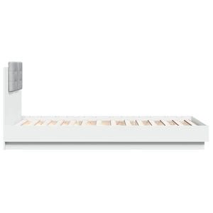 vidaXL Bed Frame with Headboard and LED Lights White 75x190 cm