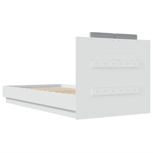 vidaXL Bed Frame with Headboard and LED Lights White 75x190 cm