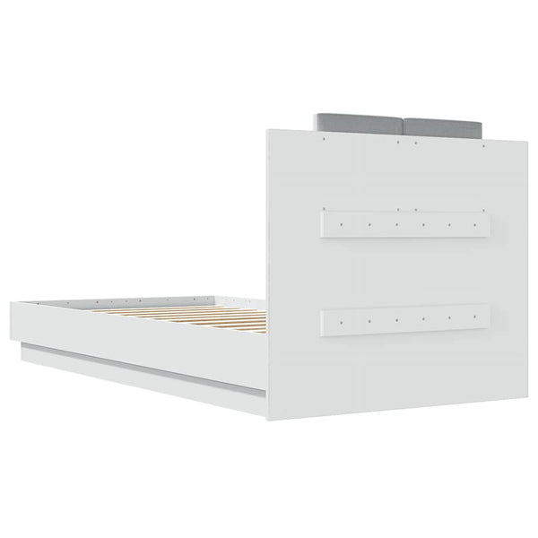 vidaXL Bed Frame with Headboard and LED Lights White 75x190 cm