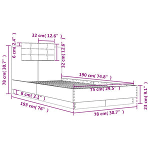 vidaXL Bed Frame with Headboard and LED Lights Black 75x190 cm