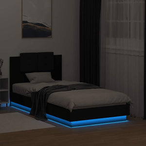 vidaXL Bed Frame with Headboard and LED Lights Black 75x190 cm