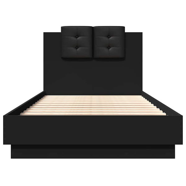 vidaXL Bed Frame with Headboard and LED Lights Black 75x190 cm