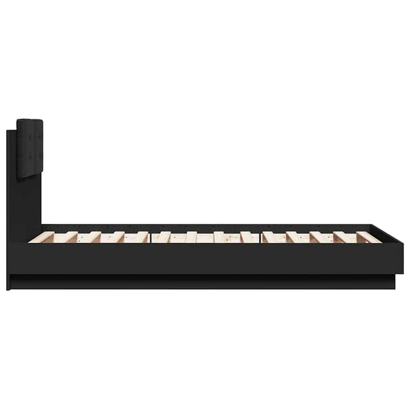 vidaXL Bed Frame with Headboard and LED Lights Black 75x190 cm