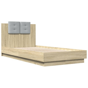 vidaXL Bed Frame with Headboard and LED Lights Sonoma Oak 75x190cm