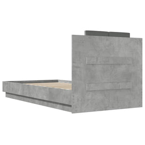 vidaXL Bed Frame with Headboard and LED Lights Concrete Grey 75x190 cm