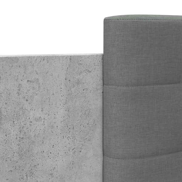 vidaXL Bed Frame with Headboard and LED Lights Concrete Grey 75x190 cm